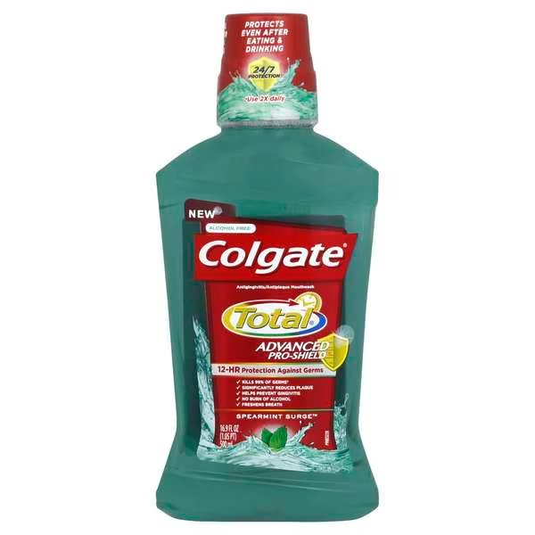 Total Advanced Pro-Shield Spearmint Surge Mouthwash 16.9 fl. oz., PK6, Colgate, Mfr#: 167125